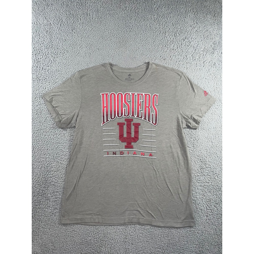 Adidas T-Shirt Men XL Indiana University Hoosiers Gray Short Sleeve Graphic Tee